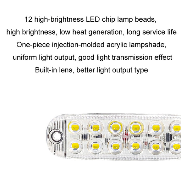 6pcs 12-Bead LED Flashing Warning Lights Motorcycle RV Signal Lights(Yellow Light)