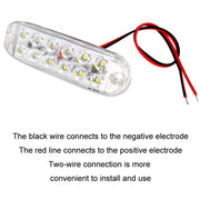 6pcs 12-Bead LED Flashing Warning Lights Motorcycle RV Signal Lights(Yellow Light)