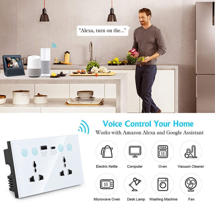 Graffiti Smart Socket With Switch USB+Type-C Dual Port Remote Control Socket, UK Plug, Style: ZigBee Black