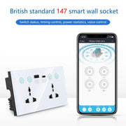 Graffiti Smart Socket With Switch USB+Type-C Dual Port Remote Control Socket, UK Plug, Style: ZigBee Black