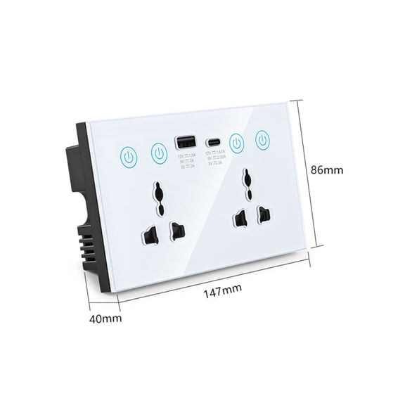 Graffiti Smart Socket With Switch USB+Type-C Dual Port Remote Control Socket, UK Plug, Style: ZigBee Black