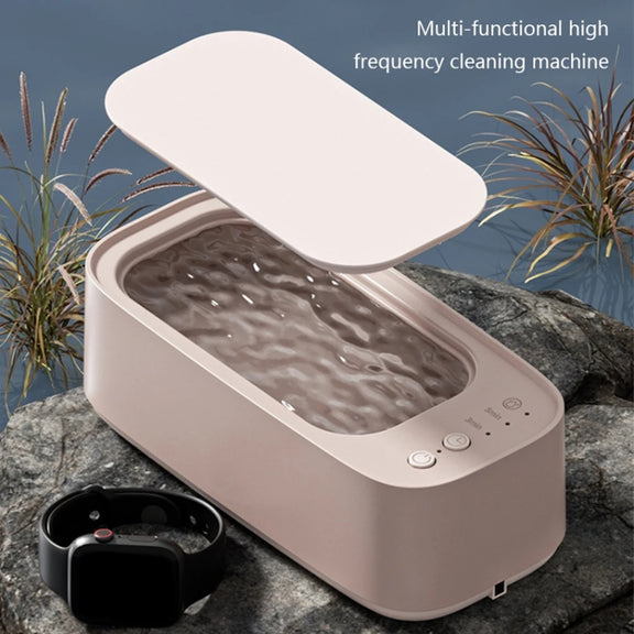 Electrical Ultrasonic Cleaner 3-speed Timing Jewelry Watches Braces Eyeglasses Cleaning Device(Pink)