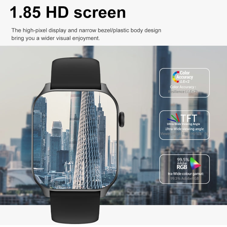 T12Pro 1.85-inch IP67 Water-resistant Sports Wellness Tracking Bluetooth Call Smart Watch(Black)