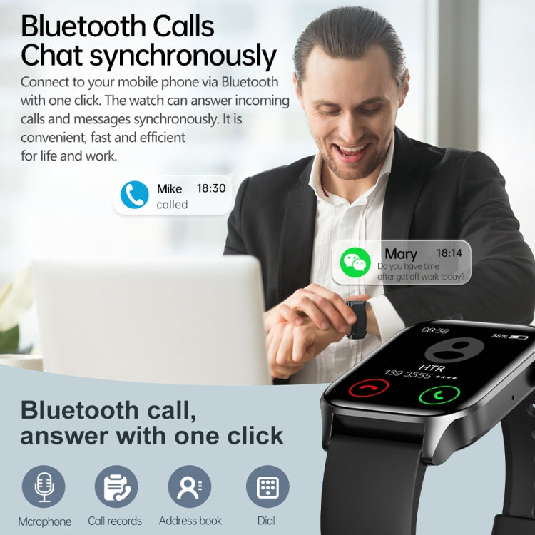 T12Pro 1.85-inch IP67 Water-resistant Sports Wellness Tracking Bluetooth Call Smart Watch(Black)