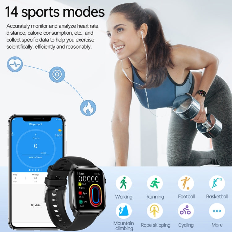 T12Pro 1.85-inch IP67 Water-resistant Sports Wellness Tracking Bluetooth Call Smart Watch(Black)