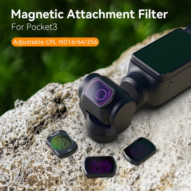 For DJI Pocket 3 TELESIN S5-FLT-03 Magnetic Suction Filter Set CPL+ND16+ND64+ND256 - free shipping - PMC TechLife - Order now!
