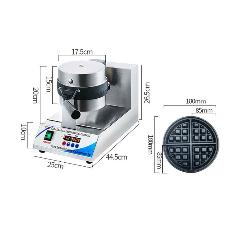1200W  Commercial Waffle Maker Stainless Steel Rotatable Waffle Machine UK Plug