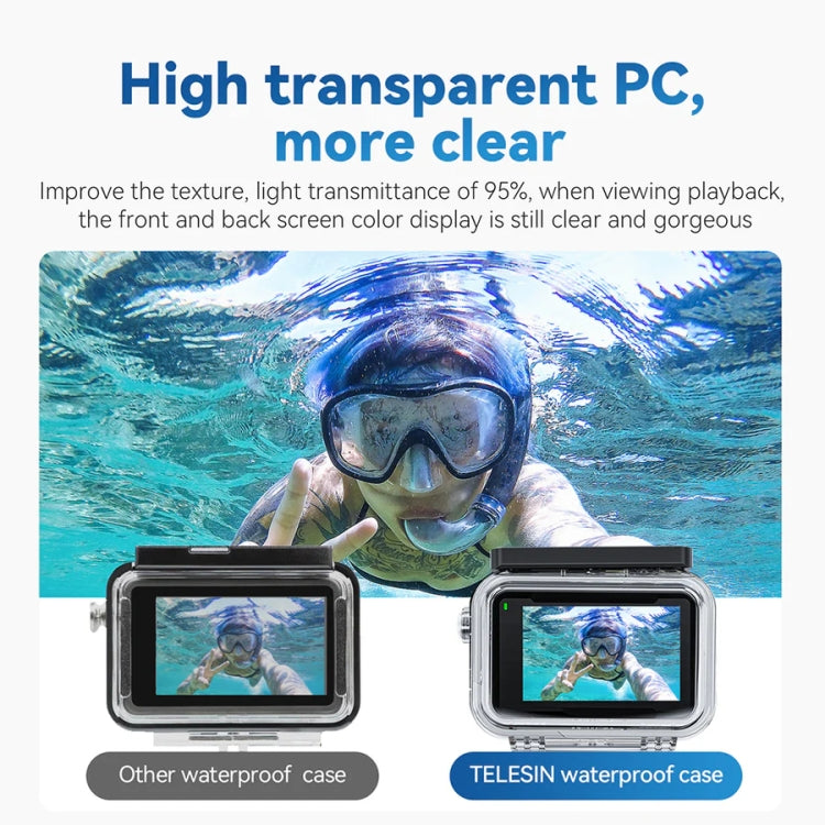 For DJI Osmo Action 3 / 4 TELESIN OA-WTP-003 45m Waterproof Shell Sealed Diving Case - Case & Bags by TELESIN | Online Shopping South Africa | PMC Jewellery | Buy Now Pay Later Mobicred