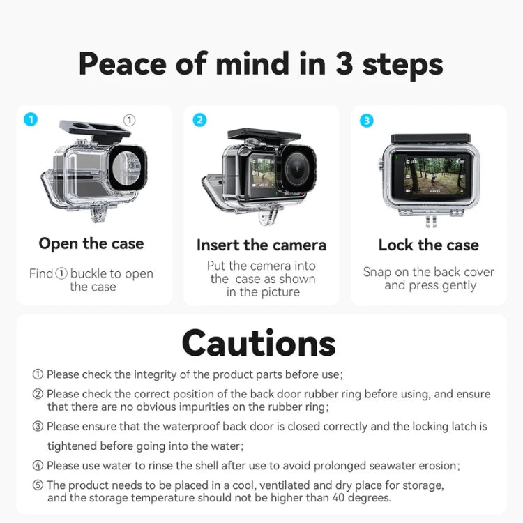 For DJI Osmo Action 3 / 4 TELESIN OA-WTP-003 45m Waterproof Shell Sealed Diving Case - Case & Bags by TELESIN | Online Shopping South Africa | PMC Jewellery | Buy Now Pay Later Mobicred