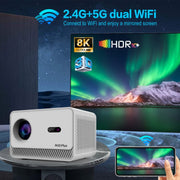 M10 Plus 1280x720P Projector 2.4G / 5G WIFI Bluetooth 5.2 Android 11 System Home Cinema US Plug