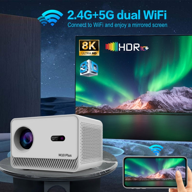 M10 Plus 1280x720P Projector 2.4G / 5G WIFI Bluetooth 5.2 Android 11 System Home Cinema US Plug