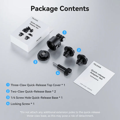 TELESIN CQM-001 Universal Magnetic Quick Release Adapter Kit For Sports Cameras(Black) - free shipping - PMC Jewellery - Order now!