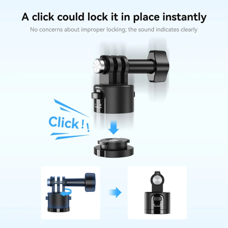 TELESIN CQM-001 Universal Magnetic Quick Release Adapter Kit For Sports Cameras(Black) - free shipping - PMC TechLife - Order now!
