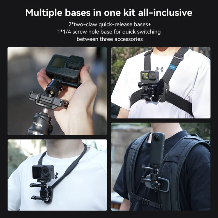 TELESIN CQM-001 Universal Magnetic Quick Release Adapter Kit For Sports Cameras(Black) - free shipping - PMC Jewellery - Order now!