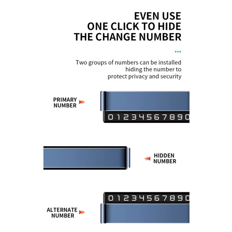 Metal Hidden Temporary Parking Number Plate Ornaments, Color: Dual Number Gray
