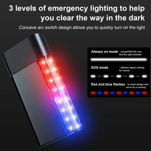 3 In 1 Car Safety Hammer Flashlight Emergency Light With Alarm(Black)