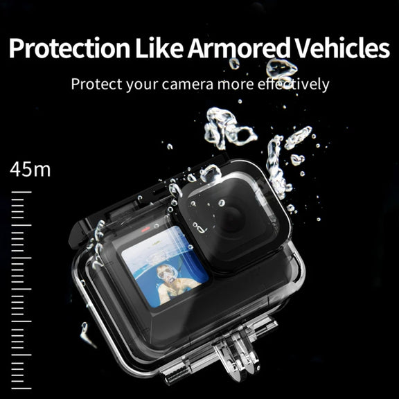 TELESIN GP-WTP-901 45m Diving Shell, For GoPro HERO12 Black / HERO11 Black / HERO10 Black / HERO9 Black Shell+Filter Set