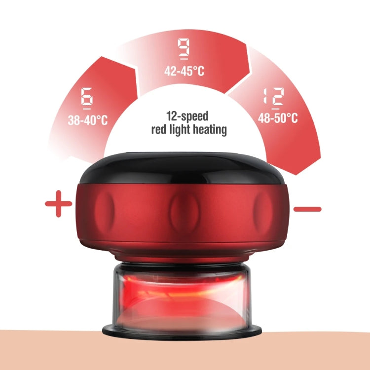 12-speed Remote Control Cupping Therapy Massager Set with 3 Cups(Red)