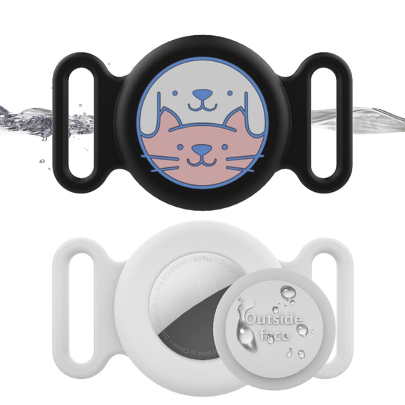 For AirTag Pet Collar Locator Silicone Life Water-resistant Protective Case(Black)