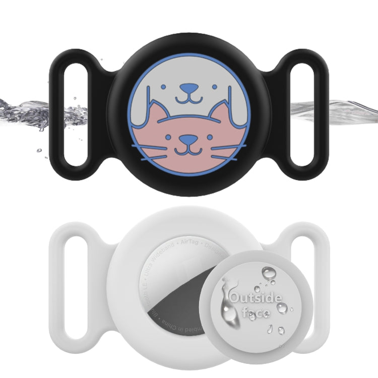 For AirTag Pet Collar Locator Silicone Life Water-resistant Protective Case(White)