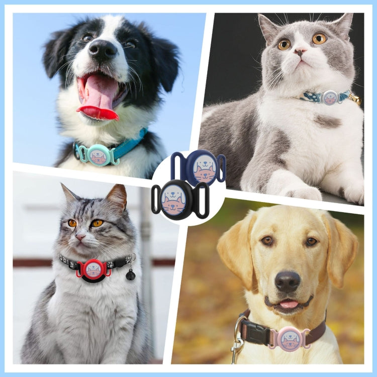 For AirTag Pet Collar Locator Silicone Life Water-resistant Protective Case(Black)