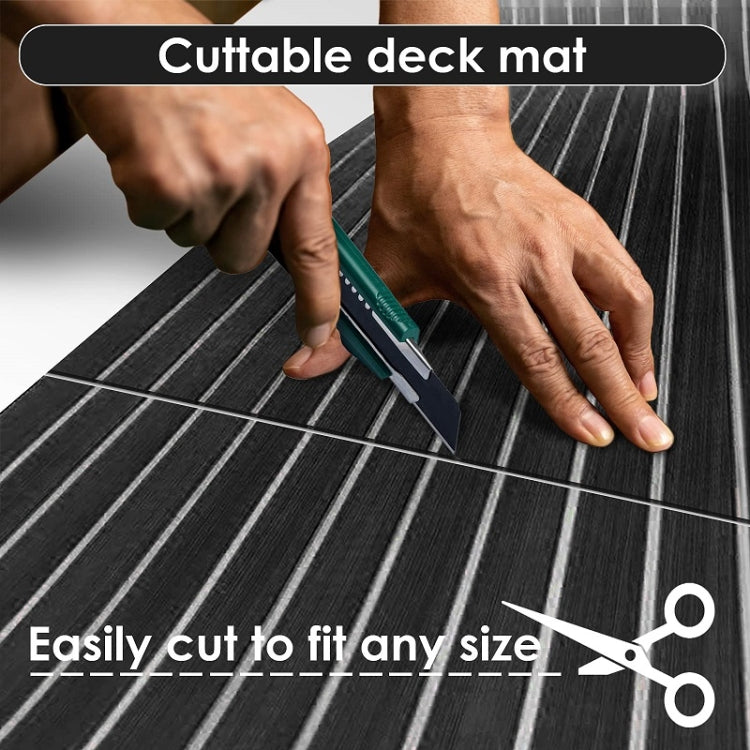240x90x0.6cm Black White Yacht Imitation Teak Anti-Slip Deck EVA Mat