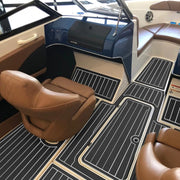 240x45x0.6cm Black White Yacht Imitation Teak Anti-Slip Deck EVA Mat
