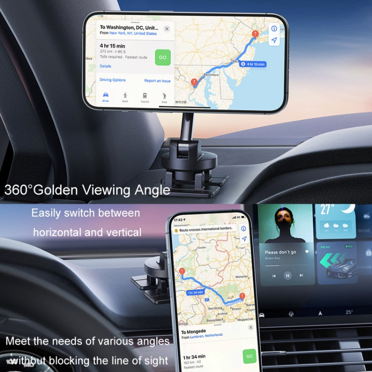 Center Console 360 Rotating Magnetic Car Phone Holder Zinc Alloy Automotive Navigation Bracket(Black) - free shipping - PMC TechLife - Order now!