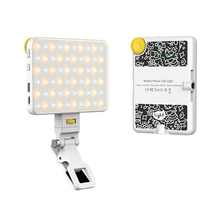 60 LEDs Rechargeable Clip Fill Light With Front & Back Clip Adjusted 3 Light Modes For Phone, Spec: A Type White - Selfie Light by PMC TechLife | Online Shopping South Africa | PMC TechLife | Buy Now Pay Later Mobicred