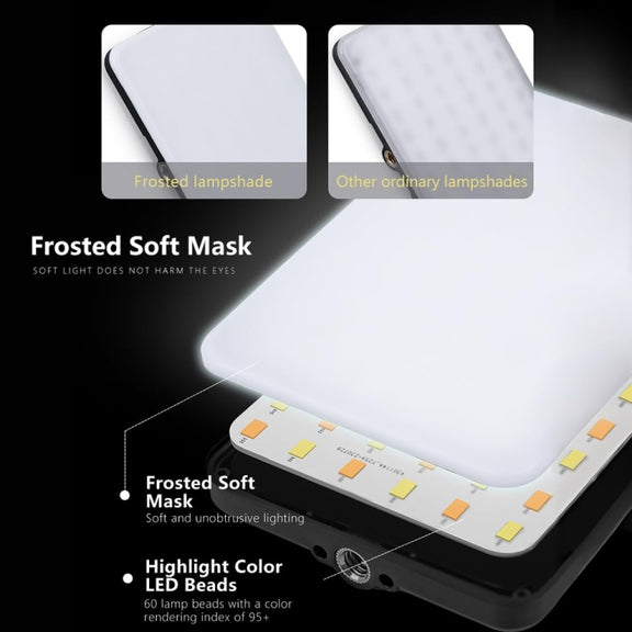 60 LEDs Rechargeable Clip Fill Light With Front & Back Clip Adjusted 3 Light Modes For Phone, Spec: B Type White