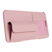 Multi-functional Car Sunshade Sunglasses ID Ticket Storage Bag Car Sun Visor Eyeglasses Case(Pink)