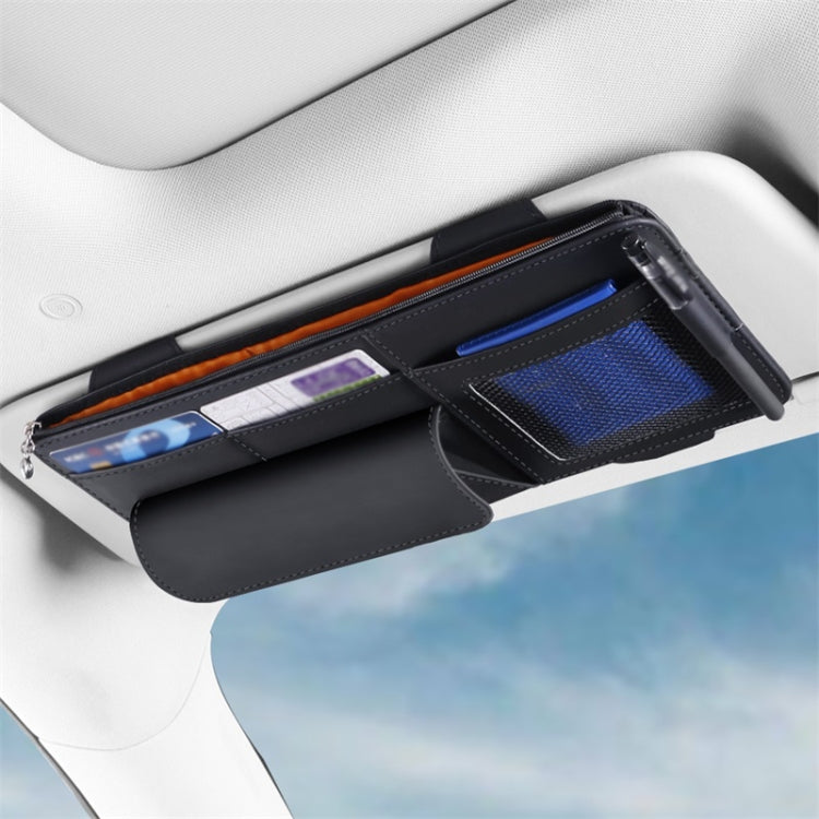 Multi-functional Car Sunshade Sunglasses ID Ticket Storage Bag Car Sun Visor Eyeglasses Case(Pink)