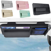 Multi-functional Car Sunshade Sunglasses ID Ticket Storage Bag Car Sun Visor Eyeglasses Case(Pink)