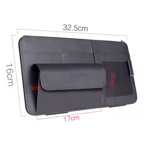 Multi-functional Car Sunshade Sunglasses ID Ticket Storage Bag Car Sun Visor Eyeglasses Case(Black)
