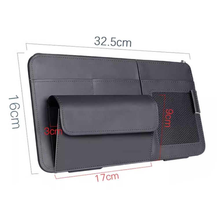 Multi-functional Car Sunshade Sunglasses ID Ticket Storage Bag Car Sun Visor Eyeglasses Case(Black)