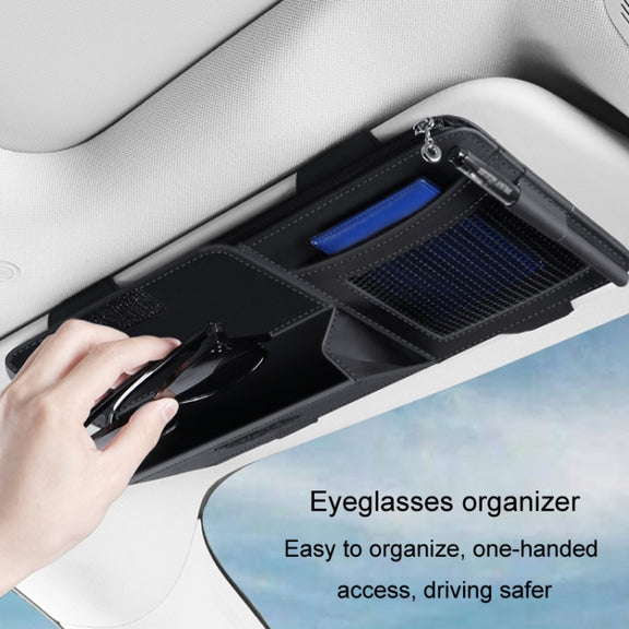 Multi-functional Car Sunshade Sunglasses ID Ticket Storage Bag Car Sun Visor Eyeglasses Case(Pink)