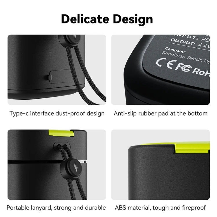 TELESIN GP-FCK-B11 Fast Charged Battery Storage Charging Box For GoPro HERO12 Black / HERO11 Black / HERO10 Black / HERO9 Black(Single Charging Box)