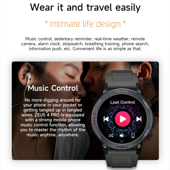 LOKMAT ZEUS4 PRO 1.43-Inch IP68 Water-resistant Wellness Tracking Bluetooth Call Smart Watch(Black)