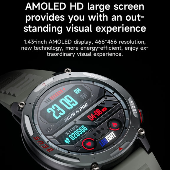 LOKMAT ZEUS4 PRO 1.43-Inch IP68 Water-resistant Wellness Tracking Bluetooth Call Smart Watch(Black)