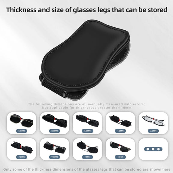 Car Eyeglasses Clip Car Leather Magnetic Closure Sunglasses Storage Bag(Beige)