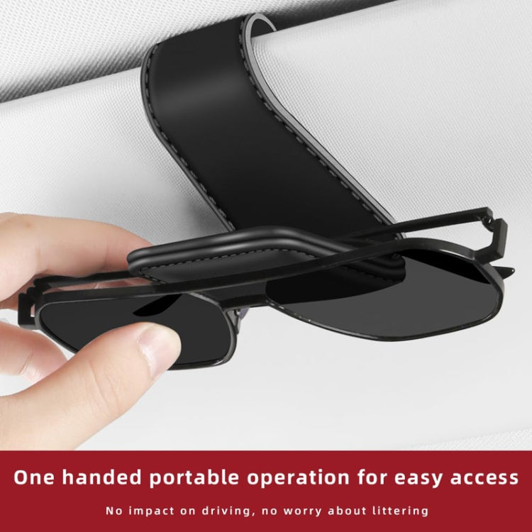 Car Eyeglasses Clip Car Leather Magnetic Closure Sunglasses Storage Bag(Black)