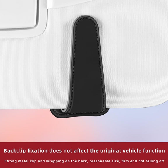 Car Eyeglasses Clip Car Leather Magnetic Closure Sunglasses Storage Bag(Black)