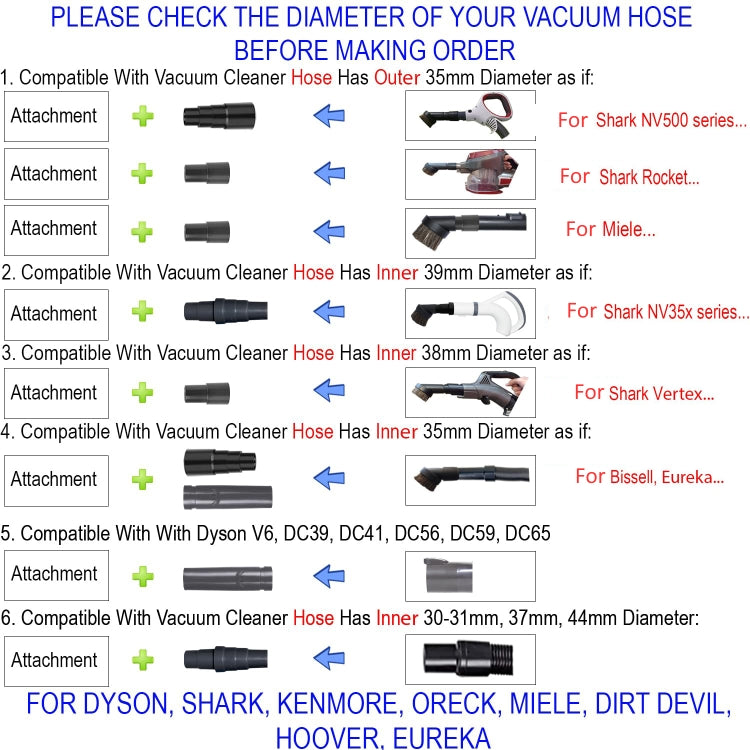 9 In 1 Set 2 Universal Vacuum Attachments 32mm Nozzle Adapter Accessories Cleaning Kit
