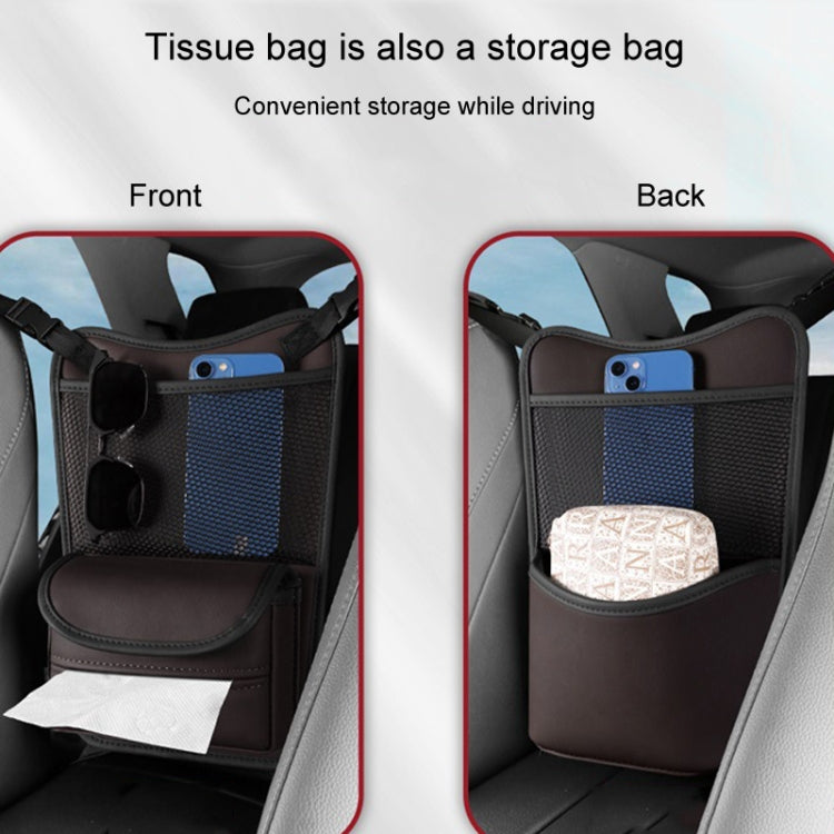 Car Between Seats Organizer Multifunctional Storage Bag Front And Back Dual Usage Tissue Box(Brown) - Stowing Tidying by PMC TechLife | Online Shopping South Africa | PMC TechLife | Buy Now Pay Later Mobicred