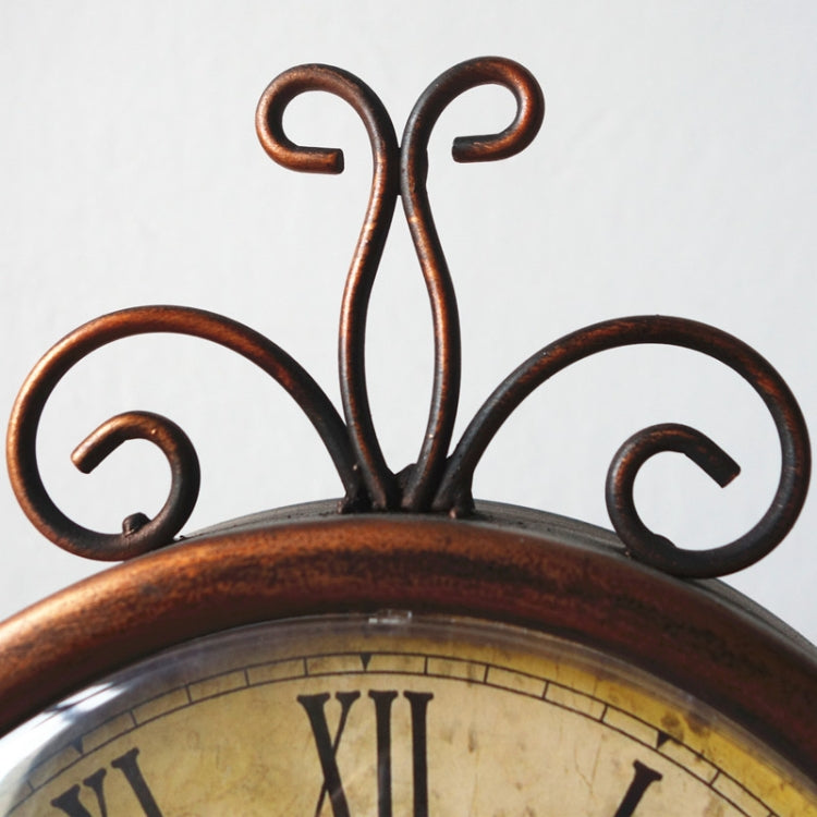Iron Mute Clock Retro Living Room Decoration Clock(White)
