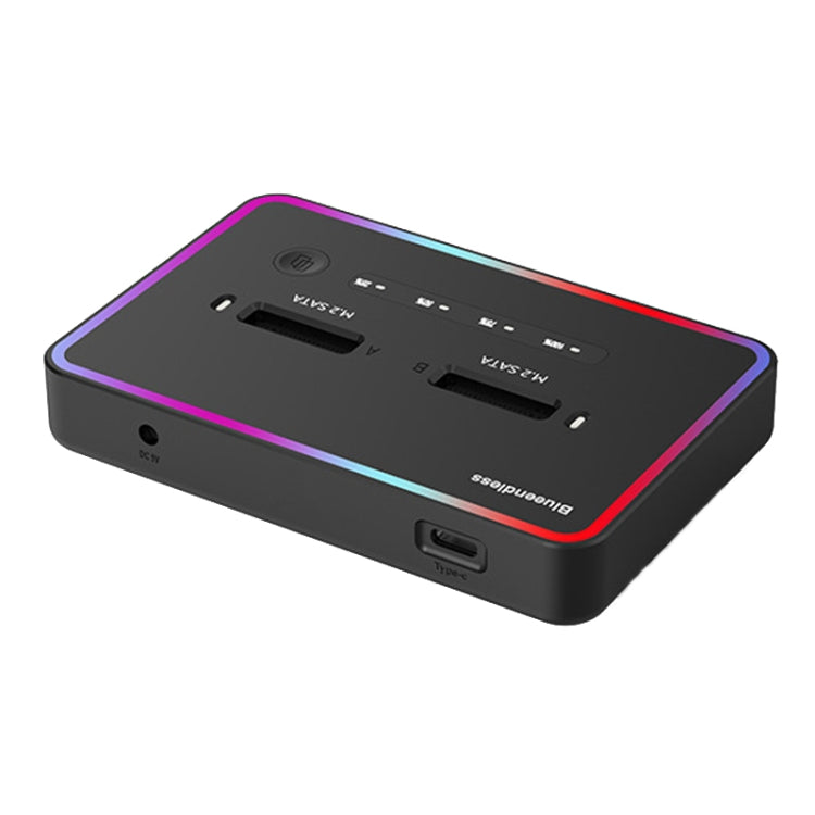 RGB Dual SATA Blueendless M.2 Dual-Slot Hard Drive Base Solid State Hard Drive Box, US Plug - HDD Enclosure by PMC Jewellery | Online Shopping South Africa | PMC Jewellery | Buy Now Pay Later Mobicred