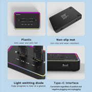 RGB Dual NVME or Dual SATA Blueendless M.2 Dual-Slot Hard Drive Base Solid State Hard Drive Box, US Plug
