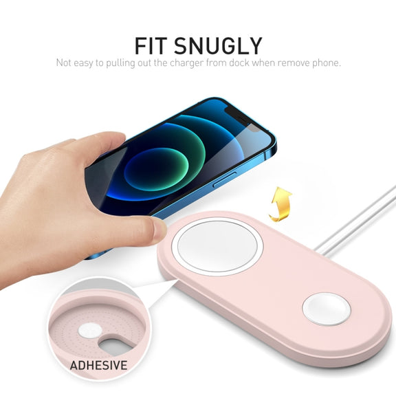 For Apple Watch / iPhone AhaStyle PT135 2 In 1 Silicone Wireless Charging Base(Midnight Blue)