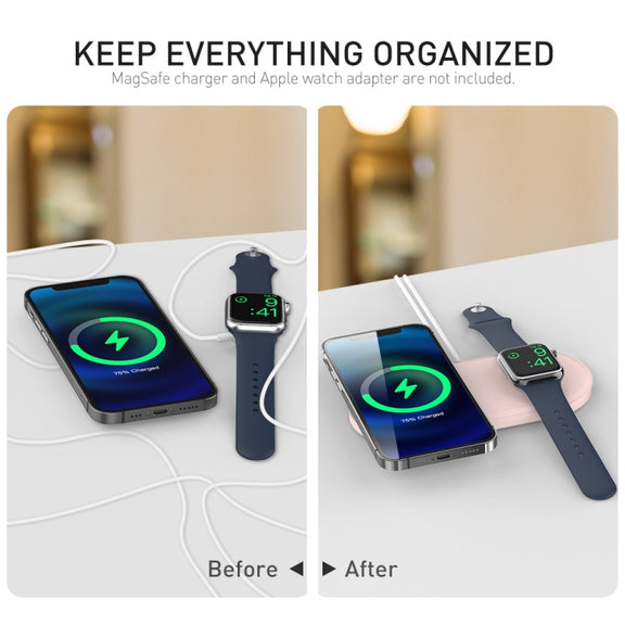 For Apple Watch / iPhone AhaStyle PT135 2 In 1 Silicone Wireless Charging Base(Midnight Blue)