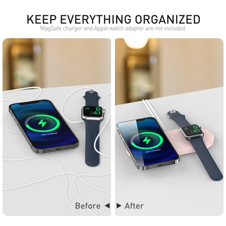 For Apple Watch / iPhone AhaStyle PT135 2 In 1 Silicone Wireless Charging Base(Midnight Blue)
